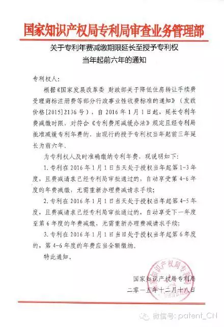 專利年費減免再延三年